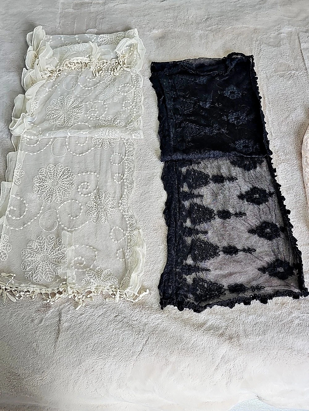 Pier 1 Imports Three Lace Scarves in White, Black & Pink Like New - Picture 5 of 11